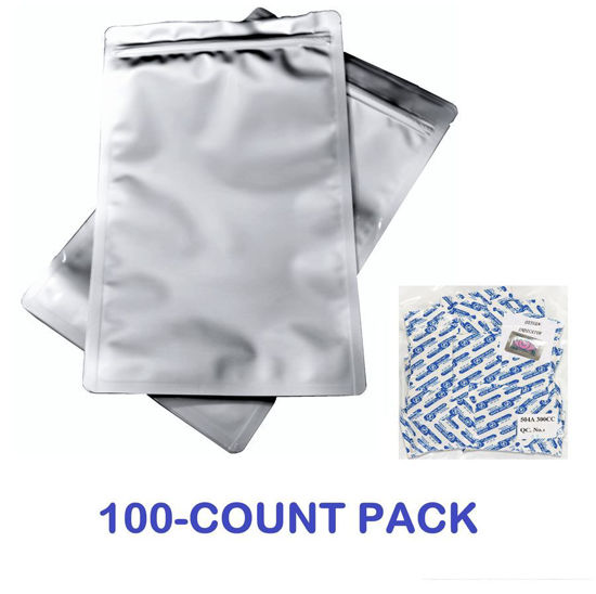 Picture of 1 Gallon Mylar Zip Lock Bags + 300 cc Oxygen Absorbers (100-COUNT)