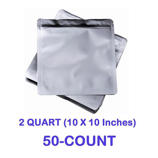 Picture of 2 Quart 7 Mil Mylar Zip Lock Bags (50-COUNT)