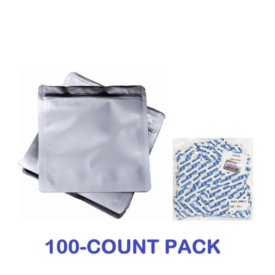 Picture of 2 Quart Mylar Zip Lock Bags + 300 cc Oxygen Absorbers (100-COUNT)