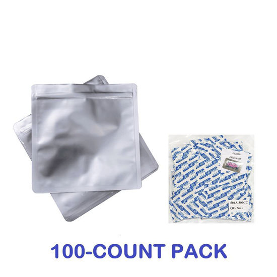 Picture of 1 Quart Mylar Zip Lock Bags + 300 cc Oxygen Absorbers (100-COUNT)
