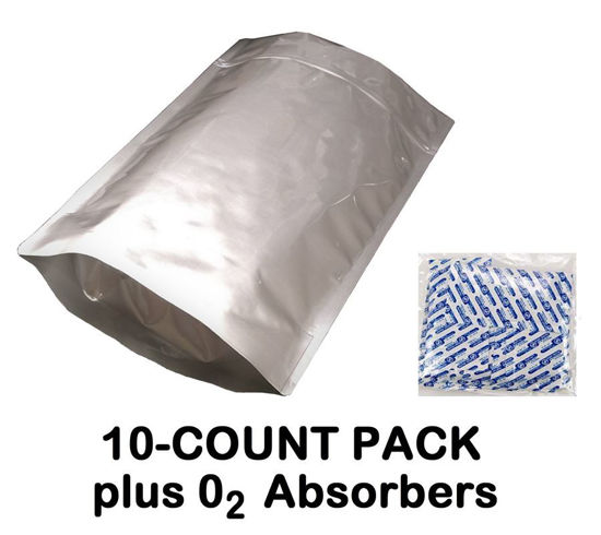 Picture of 2.5 Gallon 7-MIL Gusseted Zip Seal Mylar Bags (10-COUNT) plus 1000 CC Oxygen Absorbers