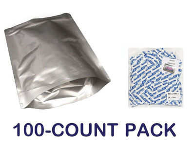 Picture of 1 Gallon 7-Mil Gusseted Zip Lock Mylar Bag plus 300 CC Oxygen Absorbers (100-COUNT)
