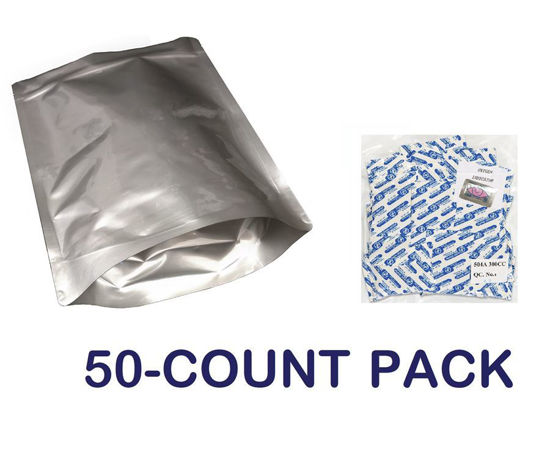 Picture of 1 Gallon 7-Mil Gusseted Zip Lock Mylar Bag plus 300 CC Oxygen Absorbers (50-COUNT)