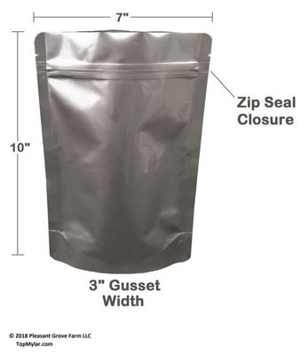 1 Quart 7-Mil CLEAR FRONT Gusseted Zip Lock Mylar Bag.