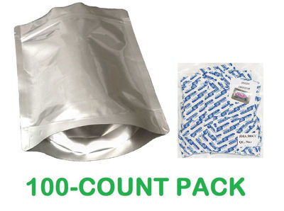 Picture of 2 Quart 7-Mil Gusseted Zip Lock Mylar Bag plus 300 CC Oxygen Absorbers (100-COUNT)
