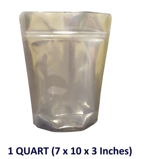 Picture of 1 Quart 7-Mil CLEAR FRONT Gusseted Zip Lock Mylar Bag