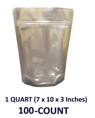 1 Quart 7-Mil CLEAR FRONT Gusseted Zip Lock Mylar Bag.