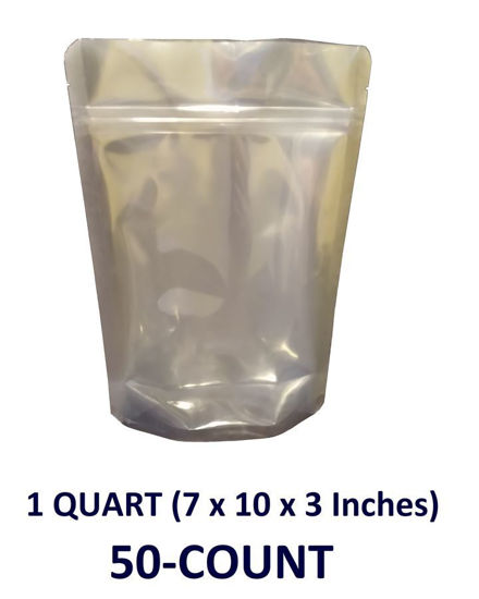 Picture of 1 Quart 7-Mil CLEAR FRONT Gusseted Zip Lock Mylar Bag (50-COUNT)