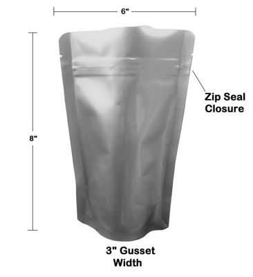 Picture of 1 Pint 7-Mil Gusseted Zip Lock Mylar Bag