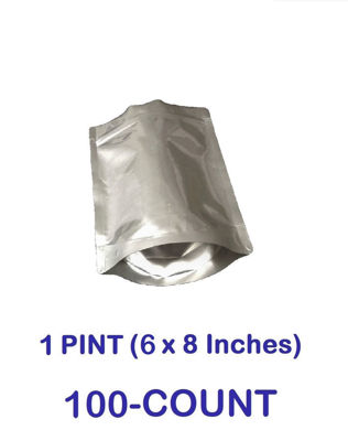 Picture of 1 Pint 7-Mil Gusseted Zip Lock Mylar Bag (100-COUNT)