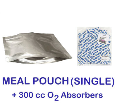 Picture of SINGLE MEAL POUCH 7-Mil Gusseted Zip Lock Mylar Bag plus 300 CC Oxygen Absorbers (50-COUNT)