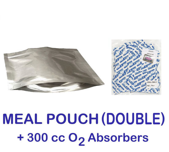 Picture of DOUBLE MEAL POUCH 7-Mil Gusseted Zip Lock Mylar Bag plus 300 CC Oxygen Absorbers (100-COUNT)