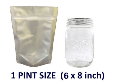 Picture of 1 Pint 7-Mil CLEAR FRONT Gusseted Zip Lock Mylar Bag
