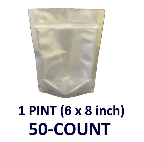 Picture of 1 Pint 7-Mil CLEAR FRONT Gusseted Zip Lock Mylar Bag (50-COUNT)