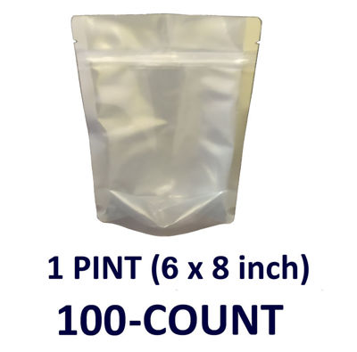 Picture of 1 Pint 7-Mil CLEAR FRONT Gusseted Zip Lock Mylar Bag (100-COUNT)