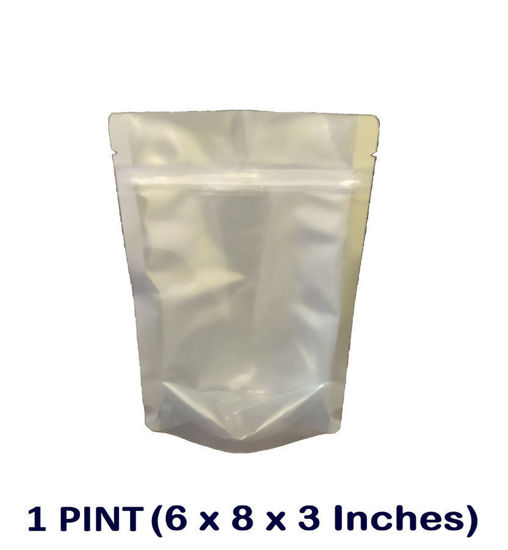 Picture of 1 Pint 7-Mil CLEAR FRONT Gusseted Zip Lock Mylar Bag