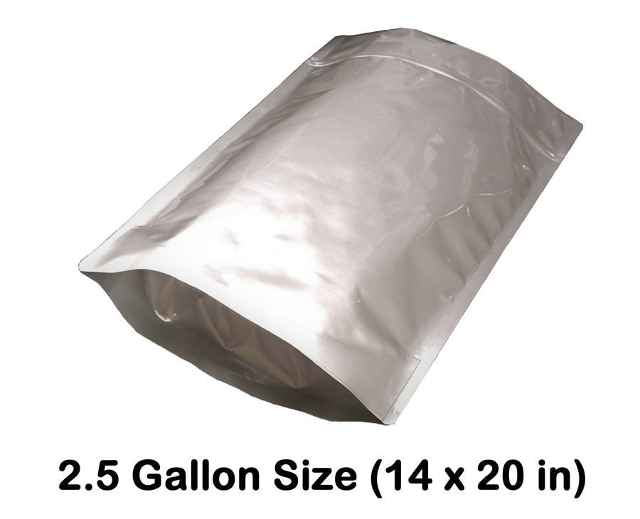2.5 Gallon 7MIL Gusseted Zip Lock Mylar Bags.