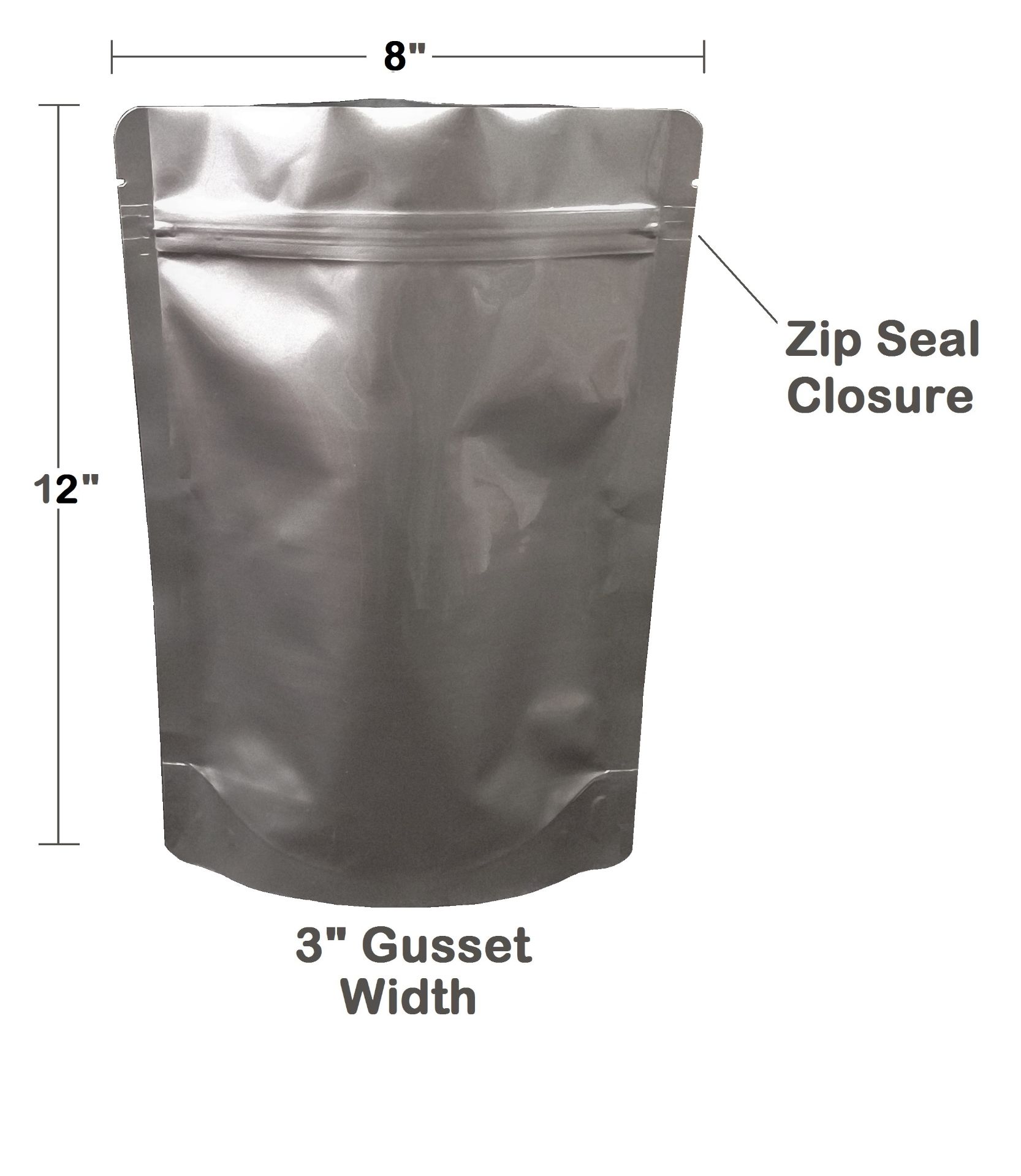 Picture of 2 Quart 7-Mil Gusseted Zip Lock Mylar Bag (BULK-CASE)- 500 COUNT