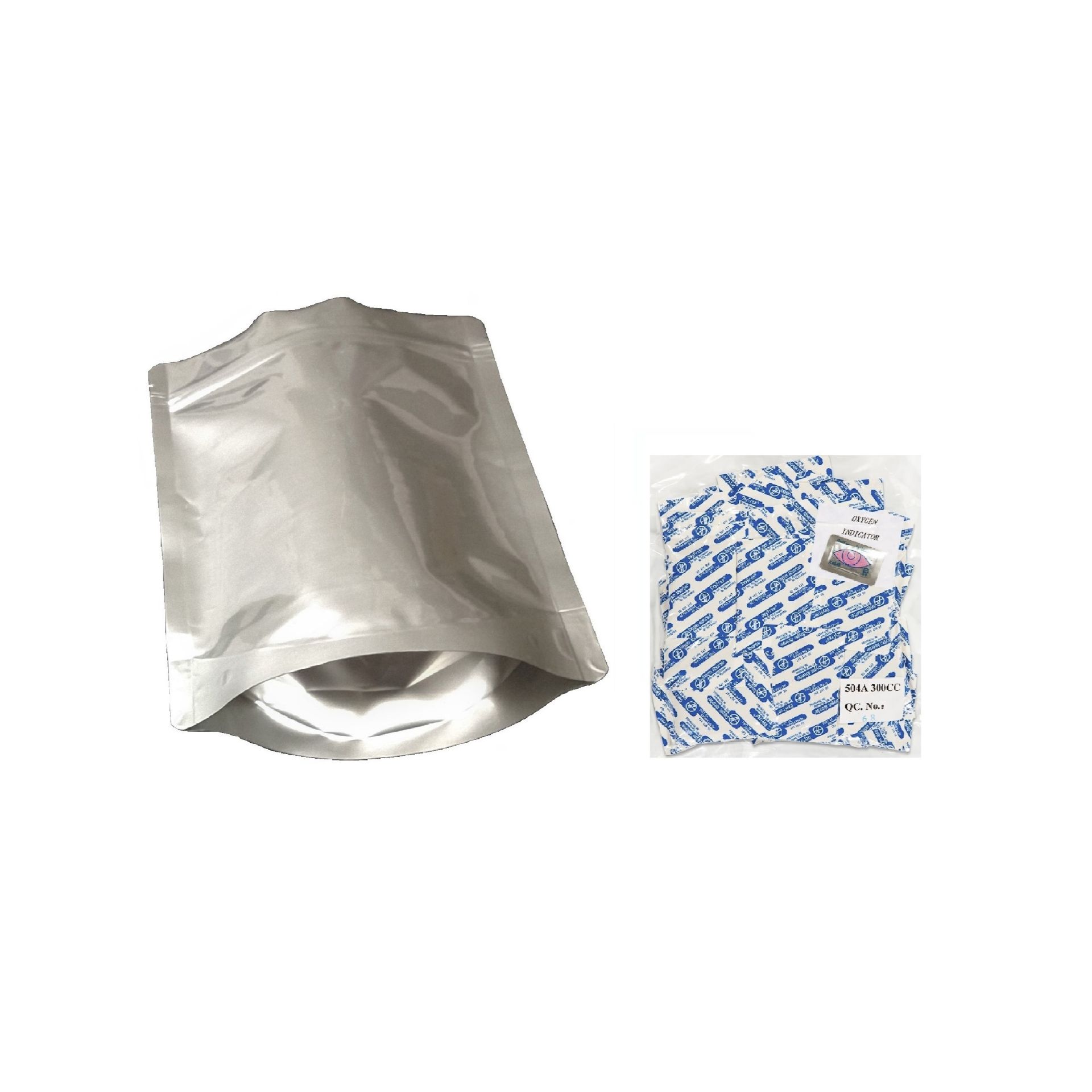 Picture of 2 Quart 7-Mil Gusseted Zip Top Mylar Bag plus 300 CC Oxygen Absorbers (50-COUNT)
